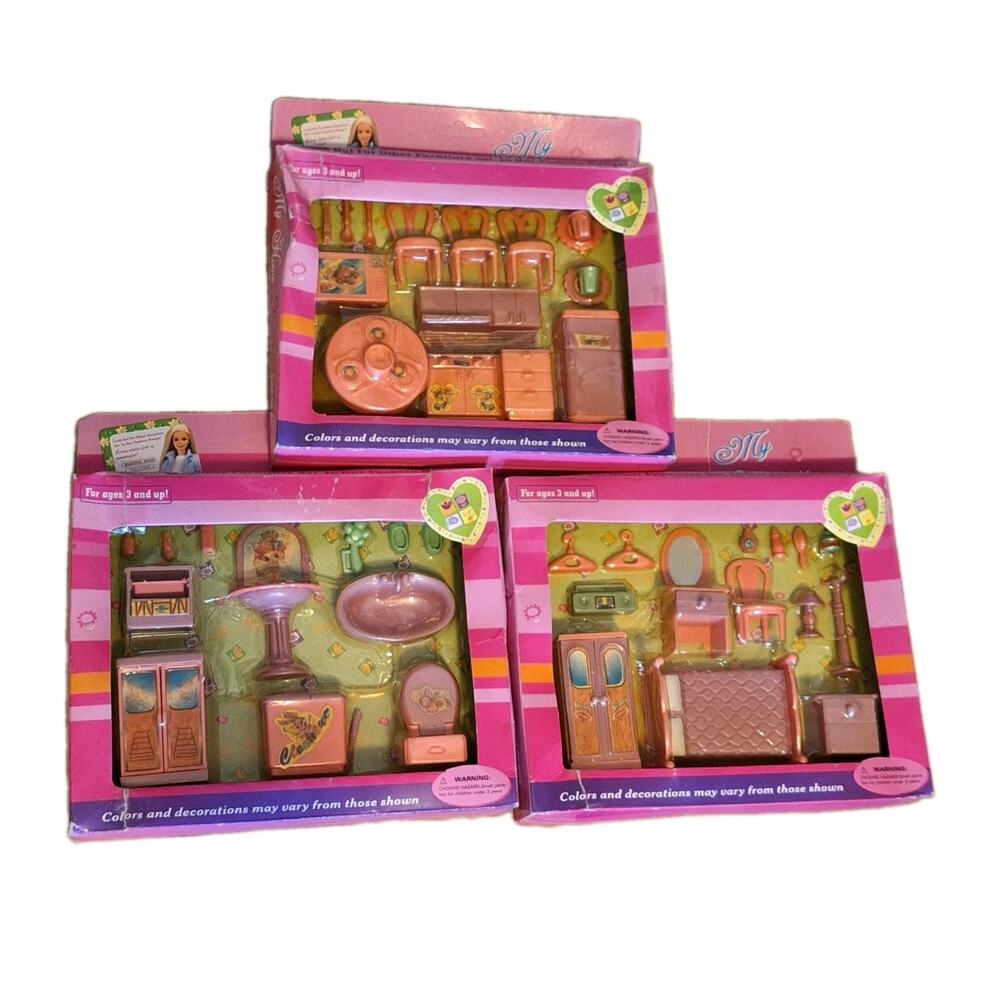 Vintage My Home Sweet Set Dollhouse Plastic Furniture 1 6 Barbie Scale NIP Lot 3